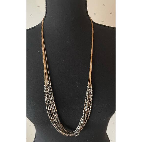 Silver Multi-Layer Metal Necklace - Picture 1 of 4